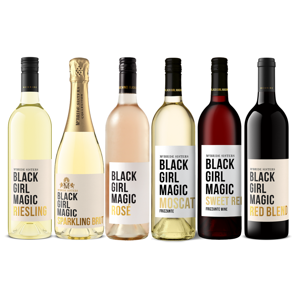 Wine gift set of six bottles: Riesling, Sparkling Brut, Rosé, Moscato, Sweet Red, Red Blend